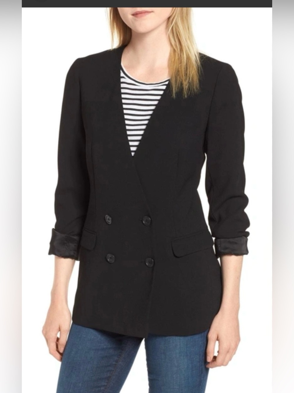 Black Double-Breasted Women's Blazer Jacket by JCrew